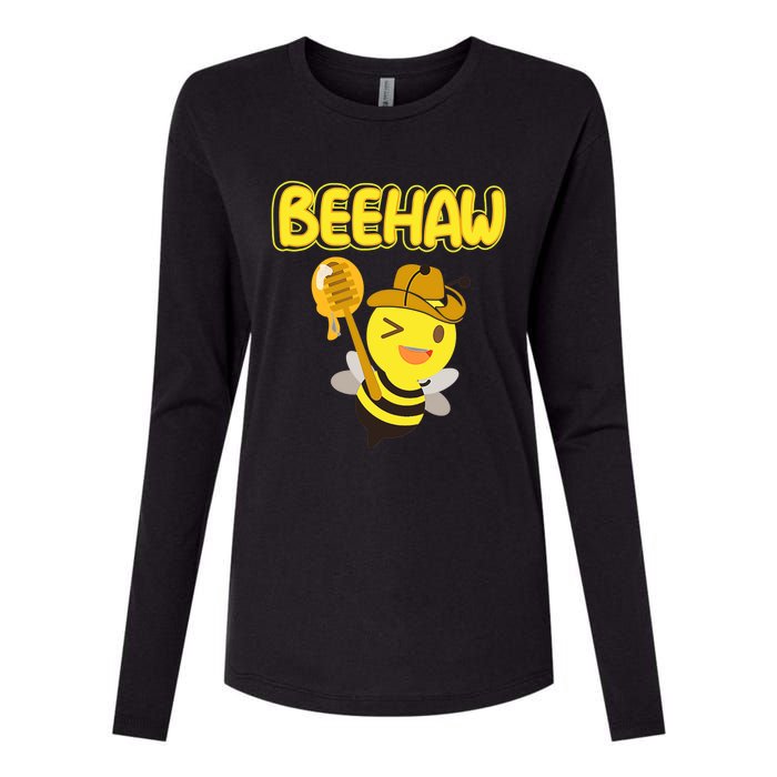 Funny Beehaw Cowboy Bee Cowgirl Bee Country Design Womens Cotton Relaxed Long Sleeve T-Shirt