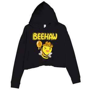 Funny Beehaw Cowboy Bee Cowgirl Bee Country Design Crop Fleece Hoodie