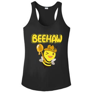 Funny Beehaw Cowboy Bee Cowgirl Bee Country Design Ladies PosiCharge Competitor Racerback Tank