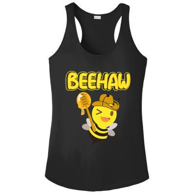 Funny Beehaw Cowboy Bee Cowgirl Bee Country Design Ladies PosiCharge Competitor Racerback Tank