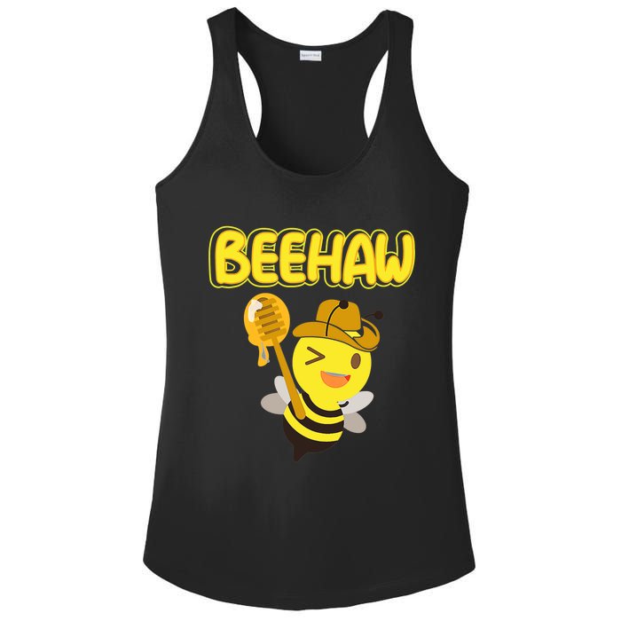 Funny Beehaw Cowboy Bee Cowgirl Bee Country Design Ladies PosiCharge Competitor Racerback Tank