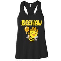 Funny Beehaw Cowboy Bee Cowgirl Bee Country Design Women's Racerback Tank