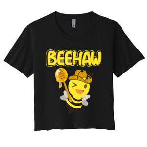 Funny Beehaw Cowboy Bee Cowgirl Bee Country Design Women's Crop Top Tee