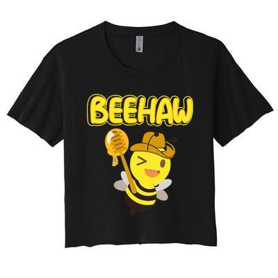 Funny Beehaw Cowboy Bee Cowgirl Bee Country Design Women's Crop Top Tee