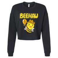 Funny Beehaw Cowboy Bee Cowgirl Bee Country Design Cropped Pullover Crew