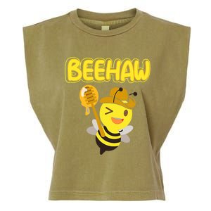 Funny Beehaw Cowboy Bee Cowgirl Bee Country Design Garment-Dyed Women's Muscle Tee