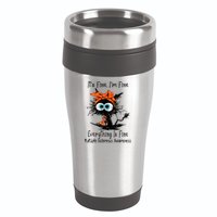 Funny Black Cat Its Fine Im Fine Multiple Sclerosis 16oz Travel Tumbler