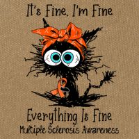Funny Black Cat Its Fine Im Fine Multiple Sclerosis Cotton Canvas Backpack