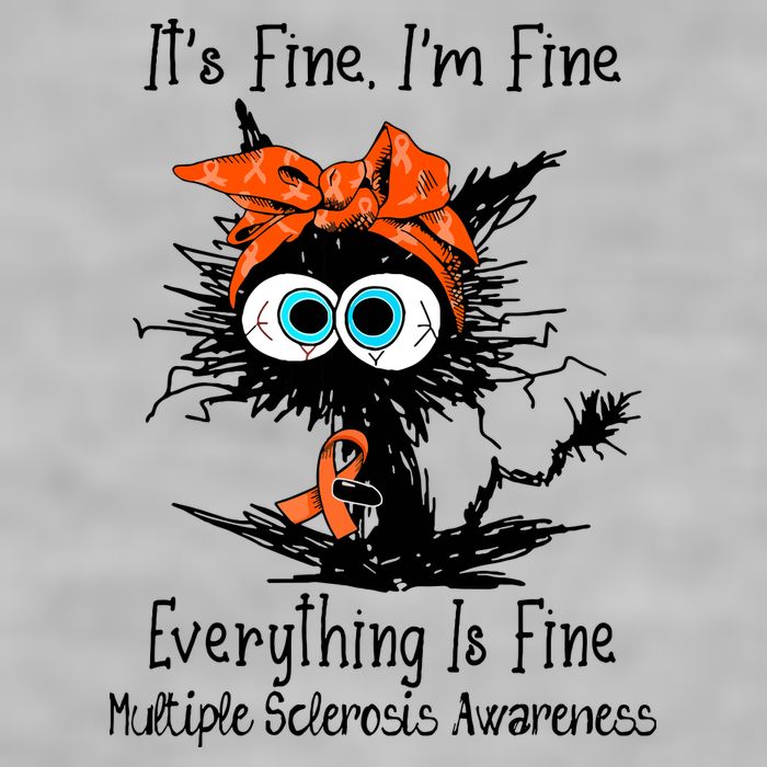 Funny Black Cat Its Fine Im Fine Multiple Sclerosis Ladies PosiCharge Tri-Blend Wicking Tank