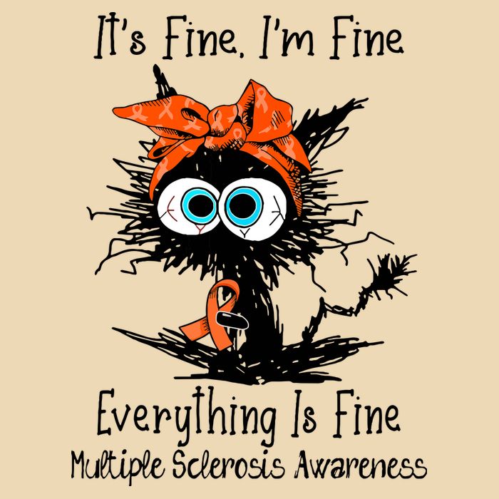 Funny Black Cat Its Fine Im Fine Multiple Sclerosis Bag