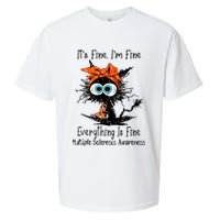 Funny Black Cat Its Fine Im Fine Multiple Sclerosis Sueded Cloud Jersey T-Shirt