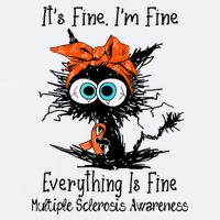 Funny Black Cat Its Fine Im Fine Multiple Sclerosis Sueded Cloud Jersey T-Shirt