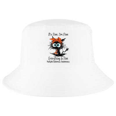 Funny Black Cat Its Fine Im Fine Multiple Sclerosis Cool Comfort Performance Bucket Hat