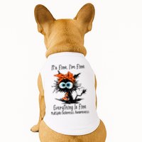 Funny Black Cat Its Fine Im Fine Multiple Sclerosis Doggie Tank