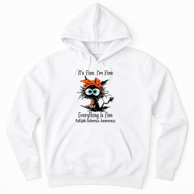 Funny Black Cat Its Fine Im Fine Multiple Sclerosis Hoodie