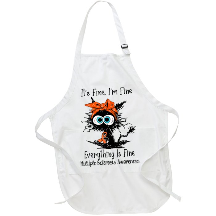 Funny Black Cat Its Fine Im Fine Multiple Sclerosis Apron