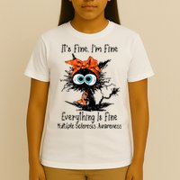 Funny Black Cat Its Fine Im Fine Multiple Sclerosis T-Shirt