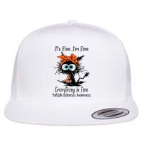 Funny Black Cat Its Fine Im Fine Multiple Sclerosis Flatbill Hat