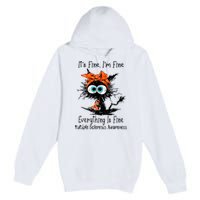 Funny Black Cat Its Fine Im Fine Multiple Sclerosis Premium Pullover Hoodie
