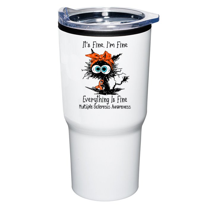 Funny Black Cat Its Fine Im Fine Multiple Sclerosis Tumbler