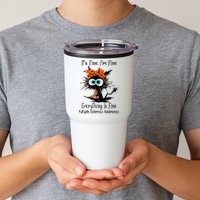Funny Black Cat Its Fine Im Fine Multiple Sclerosis Tumbler