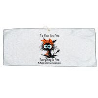 Funny Black Cat Its Fine Im Fine Multiple Sclerosis Large Microfiber Waffle Golf Towel