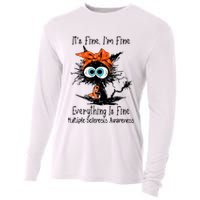 Funny Black Cat Its Fine Im Fine Multiple Sclerosis Cooling Performance Long Sleeve Crew