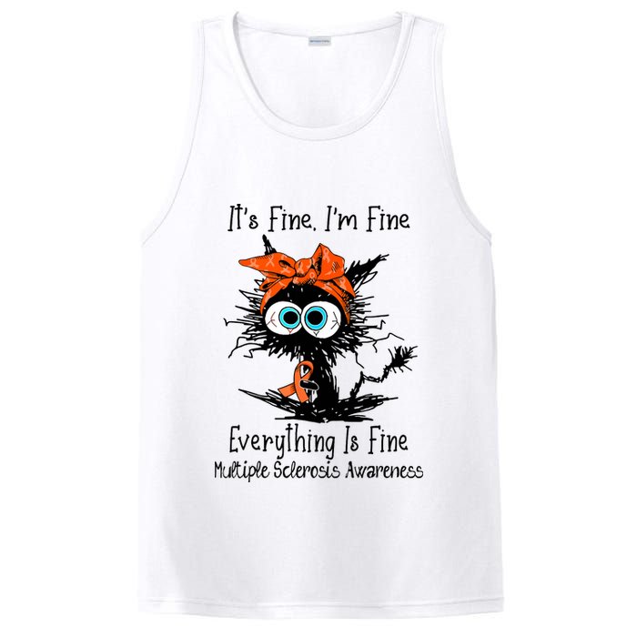 Funny Black Cat Its Fine Im Fine Multiple Sclerosis PosiCharge Competitor Tank