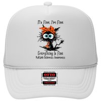 Funny Black Cat Its Fine Im Fine Multiple Sclerosis Trucker Hat