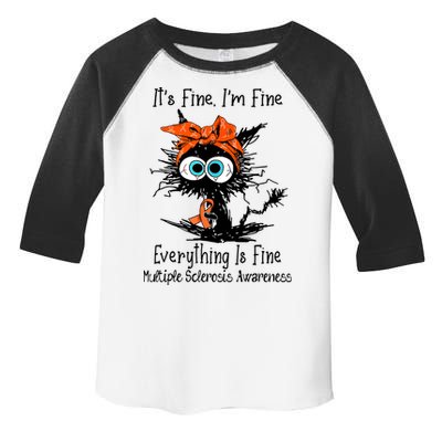 Funny Black Cat Its Fine Im Fine Multiple Sclerosis Toddler Fine Jersey T-Shirt