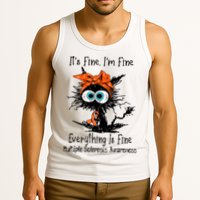 Funny Black Cat Its Fine Im Fine Multiple Sclerosis Tank Top