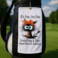 Funny Black Cat Its Fine Im Fine Multiple Sclerosis Golf Towel