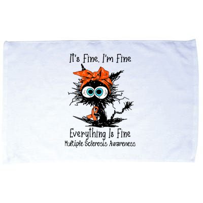 Funny Black Cat Its Fine Im Fine Multiple Sclerosis Microfiber Hand Towel