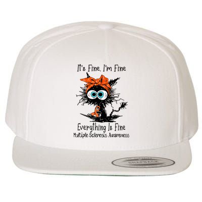 Funny Black Cat Its Fine Im Fine Multiple Sclerosis Wool Snapback Cap