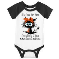 Funny Black Cat Its Fine Im Fine Multiple Sclerosis Infant Baby Jersey Bodysuit