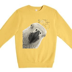 Funny Bird Curious African Gray Parrot Gift Premium Crewneck Sweatshirt