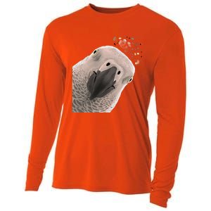 Funny Bird Curious African Gray Parrot Gift Cooling Performance Long Sleeve Crew