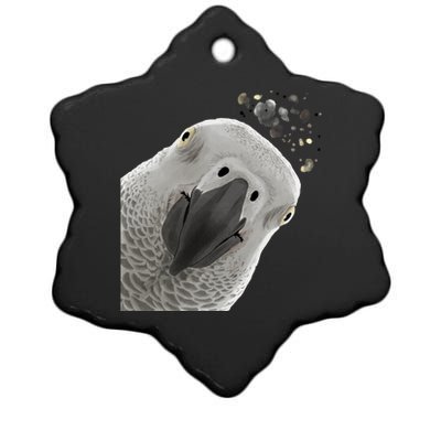 Funny Bird Curious African Gray Parrot Gift Ceramic Star Ornament