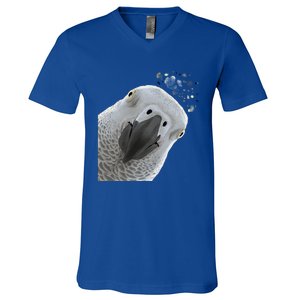 Funny Bird Curious African Gray Parrot Gift V-Neck T-Shirt