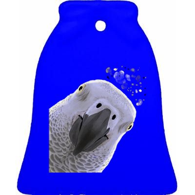 Funny Bird Curious African Gray Parrot Gift Ceramic Bell Ornament