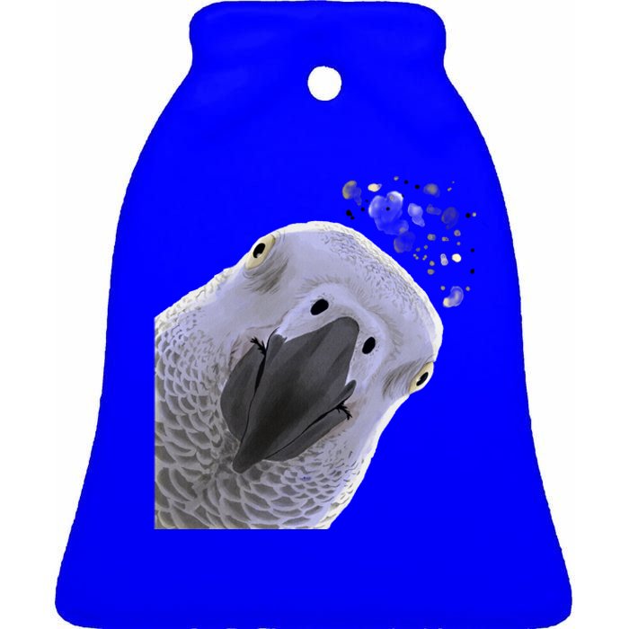 Funny Bird Curious African Gray Parrot Gift Ceramic Bell Ornament