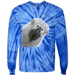 Funny Bird Curious African Gray Parrot Gift Tie-Dye Long Sleeve Shirt