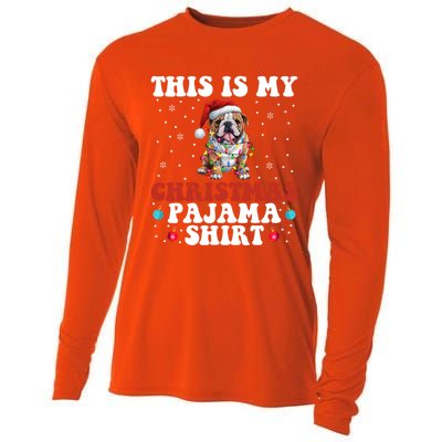 Funny Bulldog Christmas Dog Xmas This Is My Christmas Pajama Gift Cooling Performance Long Sleeve Crew