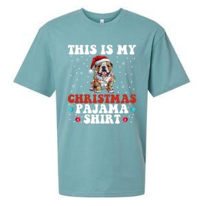 Funny Bulldog Christmas Dog Xmas This Is My Christmas Pajama Gift Sueded Cloud Jersey T-Shirt