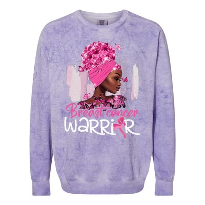 Fighting Breast Cancer Warrior Messy Bun Wear Pink Colorblast Crewneck Sweatshirt