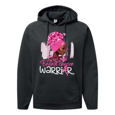 Fighting Breast Cancer Warrior Messy Bun Wear Pink Performance Fleece Hoodie