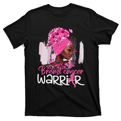 Fighting Breast Cancer Warrior Messy Bun Wear Pink T-Shirt