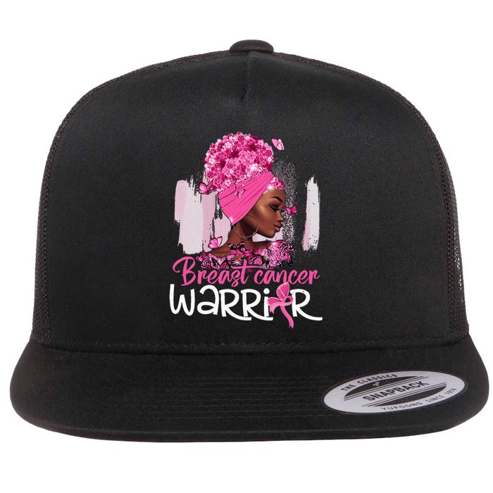 Fighting Breast Cancer Warrior Messy Bun Wear Pink Flat Bill Trucker Hat