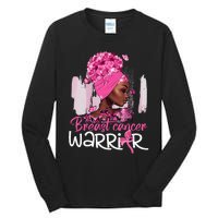 Fighting Breast Cancer Warrior Messy Bun Wear Pink Tall Long Sleeve T-Shirt