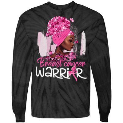 Fighting Breast Cancer Warrior Messy Bun Wear Pink Tie-Dye Long Sleeve Shirt